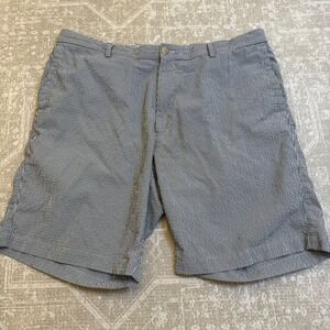 Peter Millar Featherweight‎ Seersucker Striped Golf Shorts Men's 36 Blue White